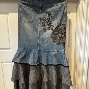 Asymmetrical Denim and Gray Skirt Lili Nucci